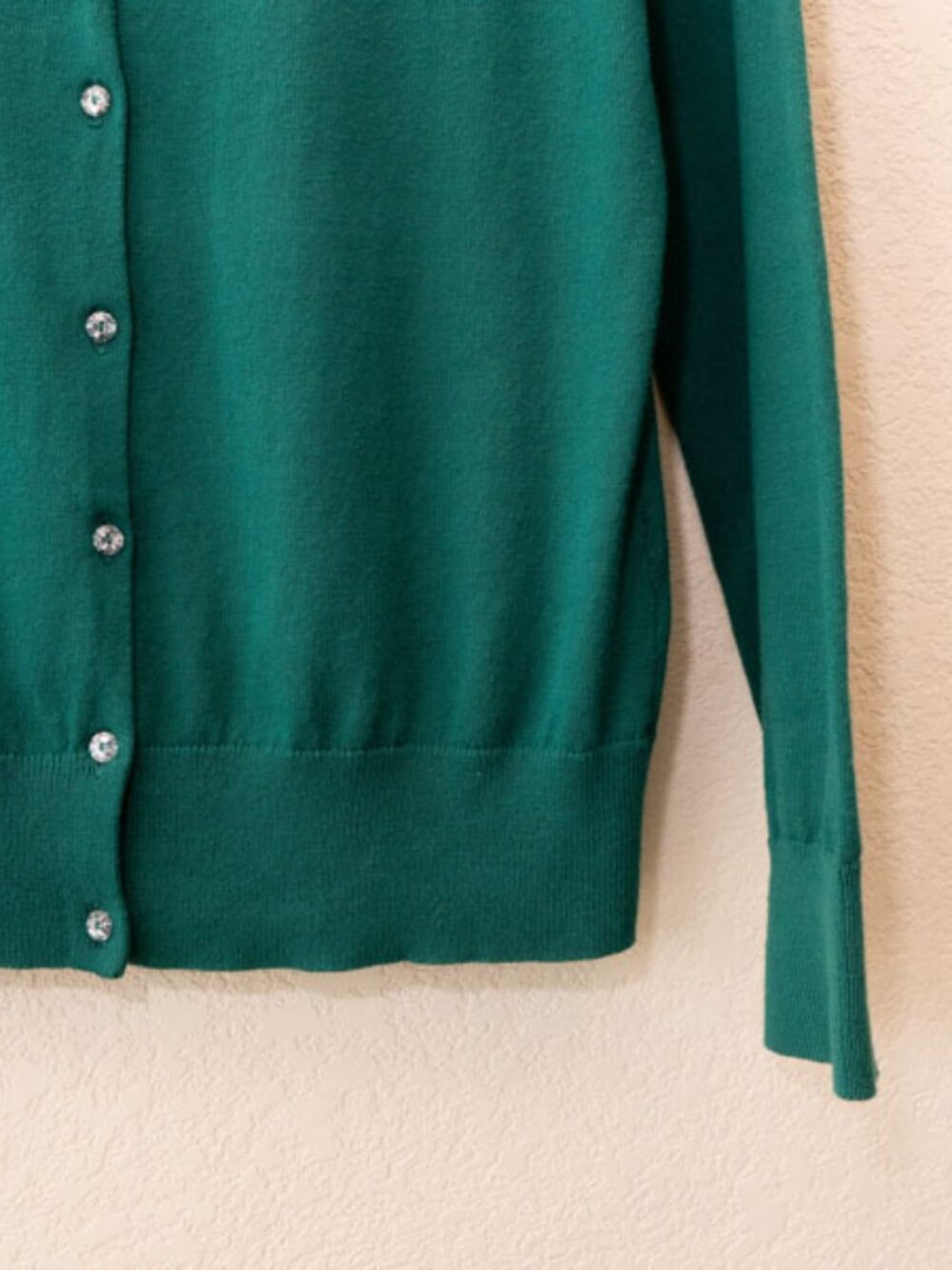 LOFT Green Cardigan M Button Front Cotton Sweater Lightweight Classic Preppy - Picture 6 of 12